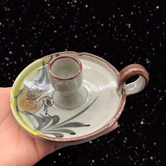 Tonala Talavera Hand Painted Mexico Folk Art Pottery Single Candle Holder Bird - Picture 6 of 10